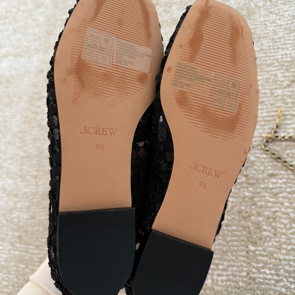J.Crew Sequin Flats With Chain Strap Size 5.5 - image 4